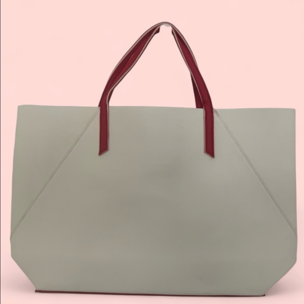 CLARINS Elegant White Tote Bag with Red Accents